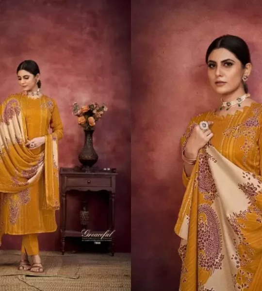 Wool Printed Salwar Suit Material  (Unstitched)