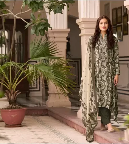 Wool Printed Suit Fabric  (Unstitched)