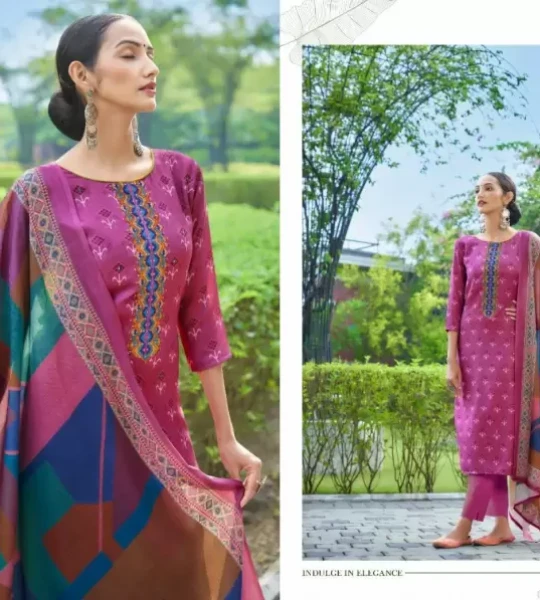 Wool Printed, Graphic Print Suit Fabric  (Unstitched)